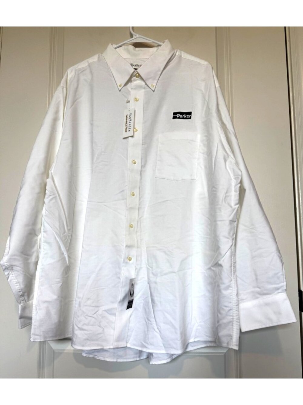 Van Heusen Mens White Button-Down Shirt Size XXL Wrinkle Free Oeko-Tex Parker